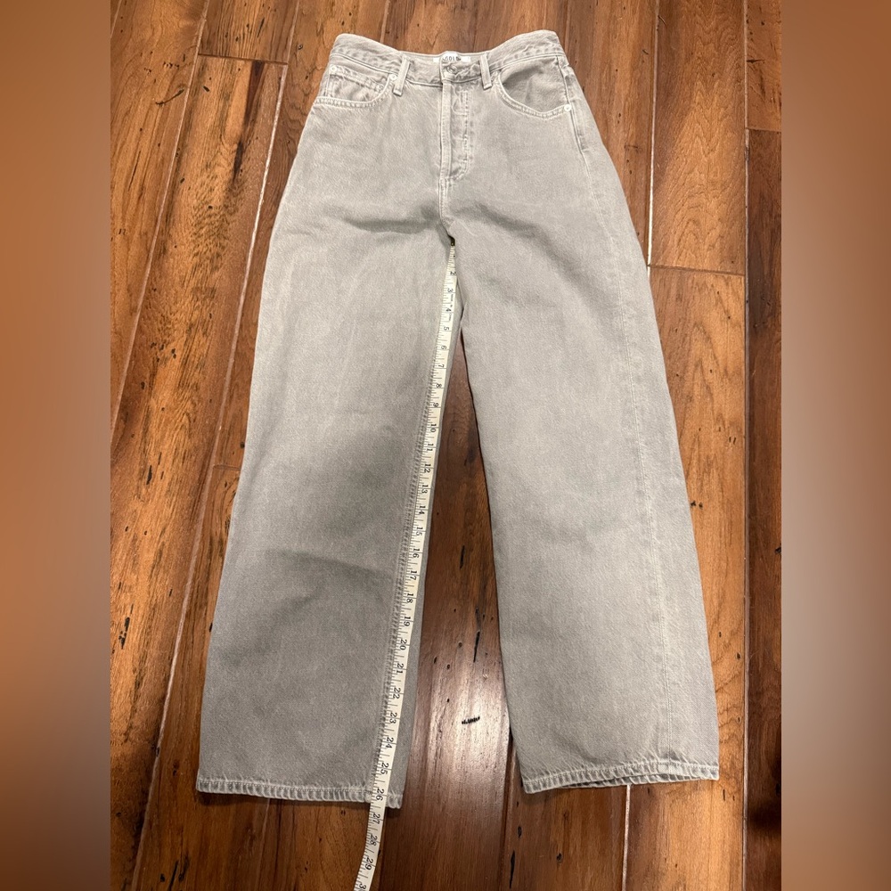 Agolde Light Gray High-Rise Straight Jeans - Picture 4 of 5